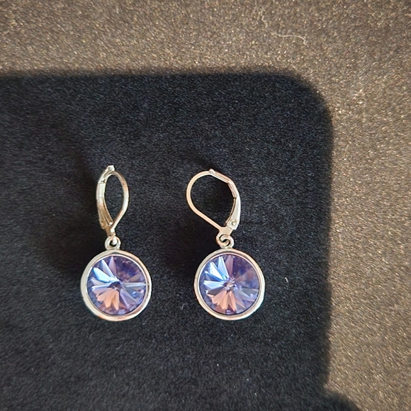Purple Wire Drop Earrings - Picture 1 of 4